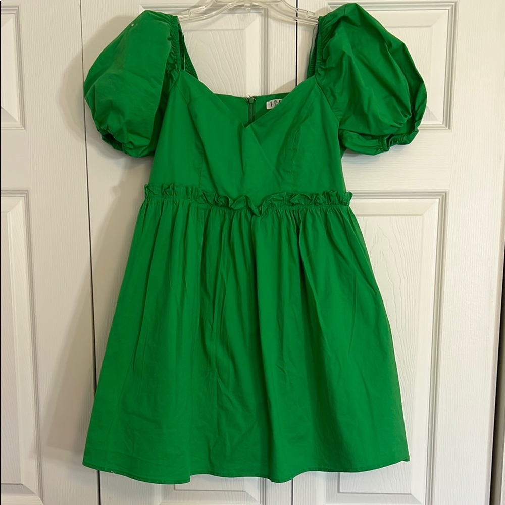 TCEC Women’s Size Medium Green Puff Sleeve Mini Dress F1.
